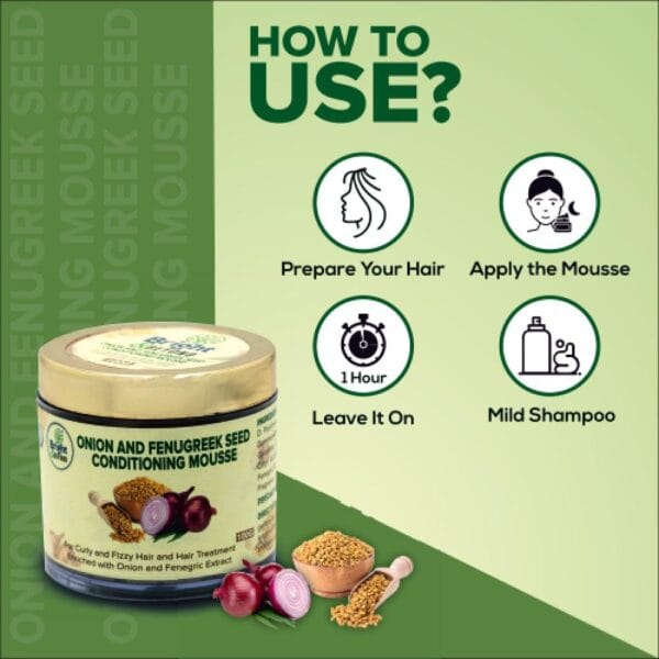 Onion and Fenugreek Seed Hair Conditioning Mousse | 100g - Image 2