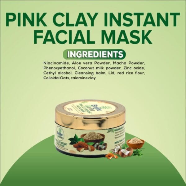 Pink Clay Instant Facial Mask | For Women & Men | 50G - Image 2