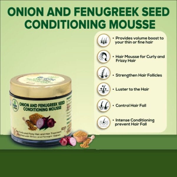 Onion and Fenugreek Seed Hair Conditioning Mousse | 100g - Image 3
